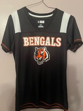 NFL Cincinnati Bengals Black and Orange Short Sleeve Team Jersey Size M